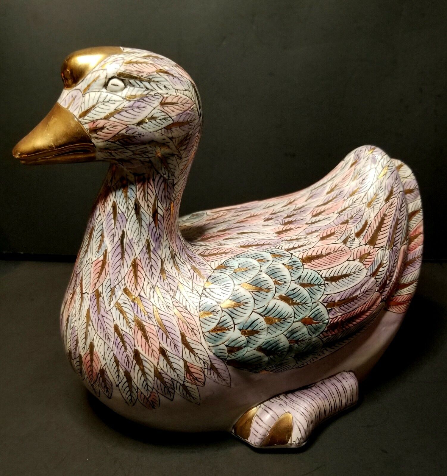 Rare Vintage H.F.P. Macao Toyo Golden Peony Chinese Goose Very Hard To Find 