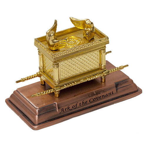 Gold Plated Mini Figurine Ark of the Covenant Stand Jerusalem Replica 4.3