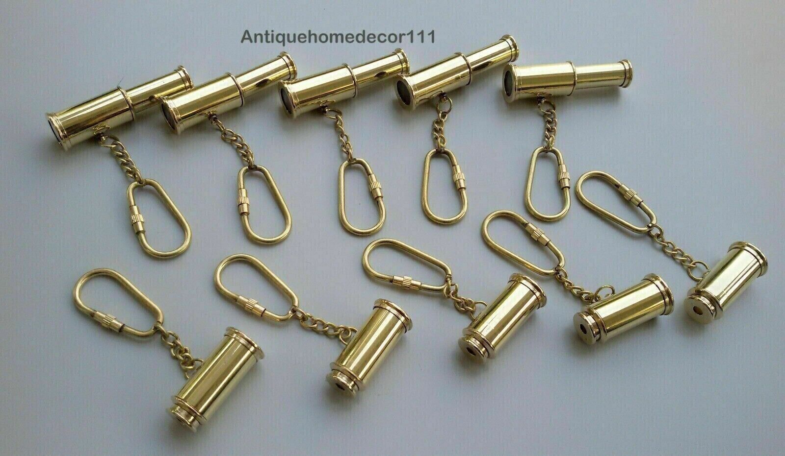 Lot of 50 Pcs Handmade Nautical Brass Antique Telescope Key Chain Key Ring Gift