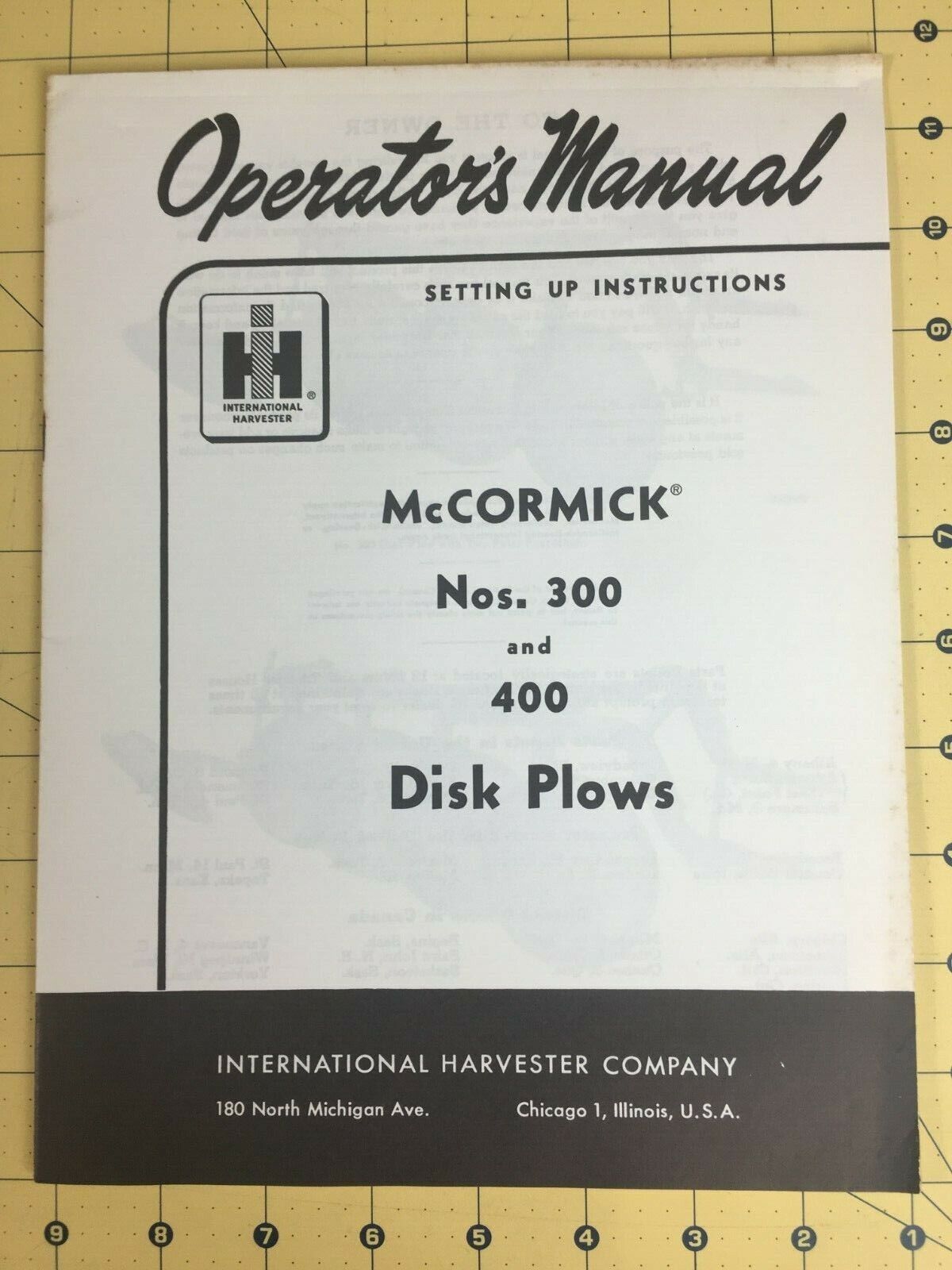Vintage Owners Manual Parts List McCormick Nos. 300 and 400 Disk Plows