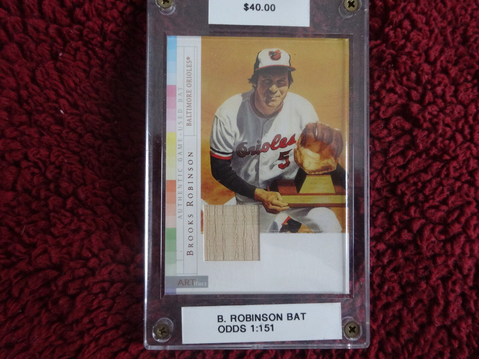 2003 BROOKS ROBINSON AUTHENTIC GAME USED BAT CARD TOPPS BALTIMORE ORIOLES