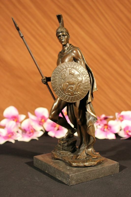 Art Deco Roman Soldier Warrior Bronze Sculpture Statue Figurine Decor Nouveau