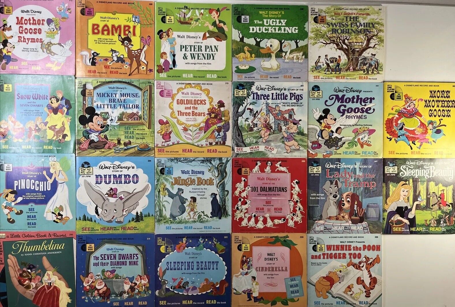 Vintage Disneyland Record And Book Lot (22x)  33 1/3 RPM  Complete 24 Page Read