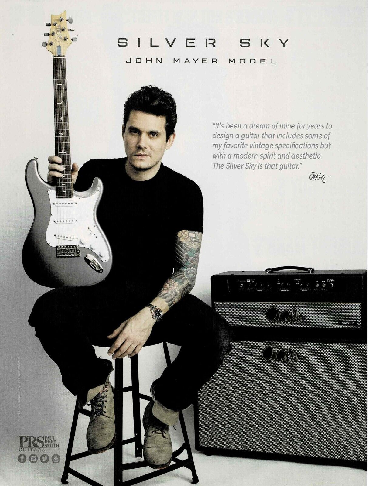 PRS Guitars - John Mayer - 2018 Print Advertisement