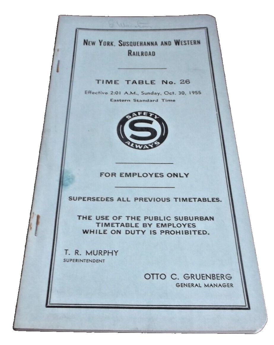 OCTOBER 1958 NYS&W NEW YORK SUSQUEHANNA & WESTERN EMPLOYEE TIMETABLE #32