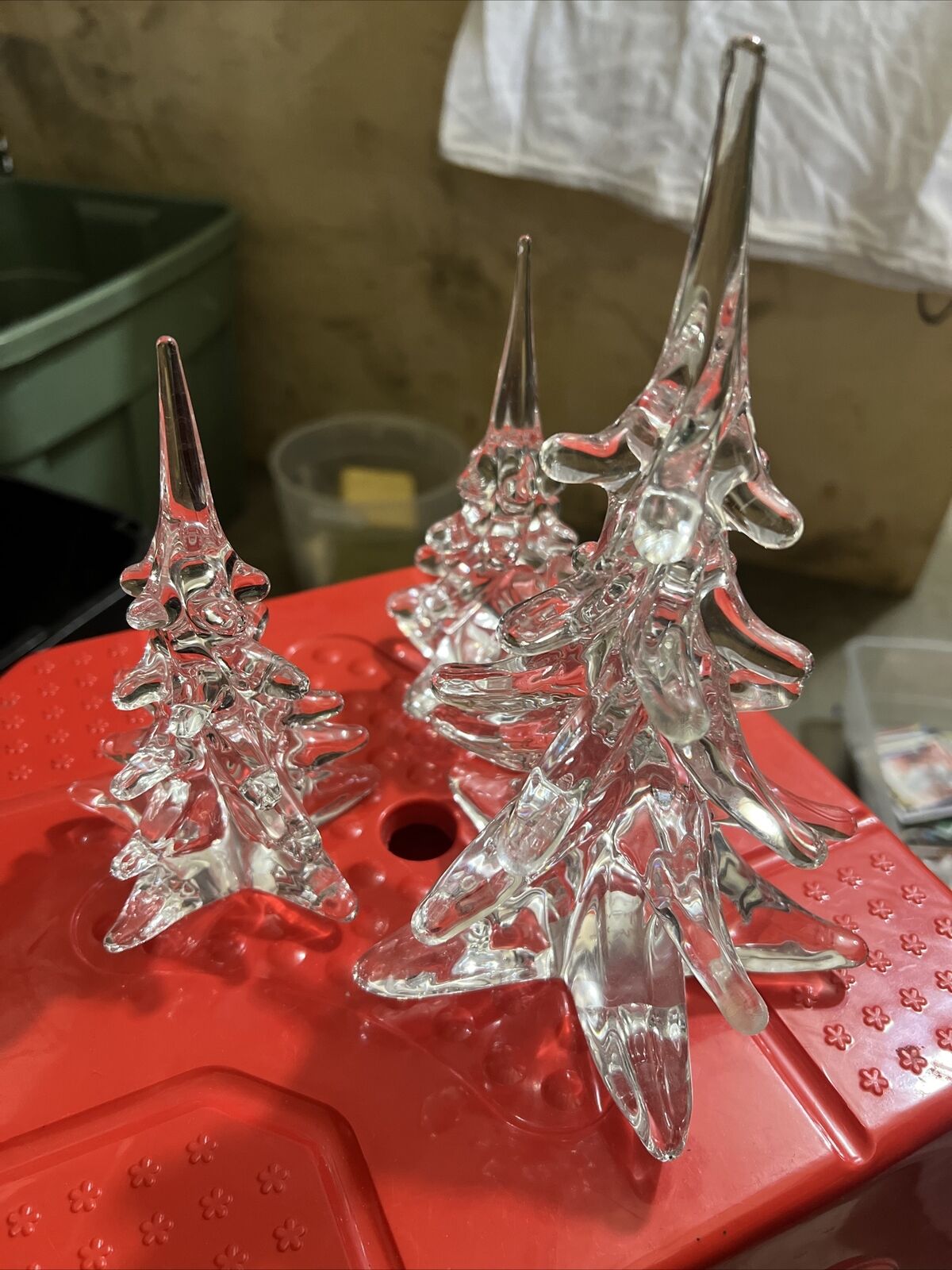 Three Vintage Glass Christmas Tree
