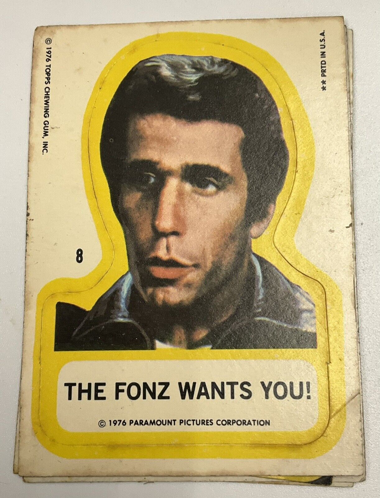 1976 Paramount Henry Winkler Fonz Topps Chewing Gum Stickers lot of 4