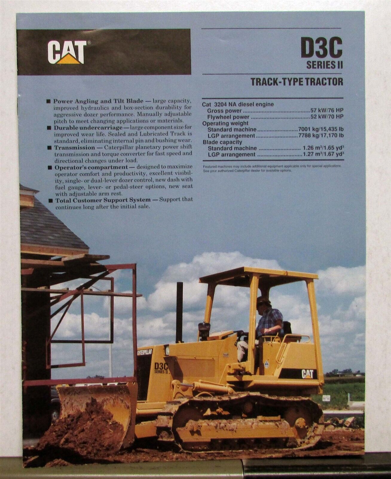 1991 CAT D3C Track Type Tractor Construction Specifications Sales Brochure