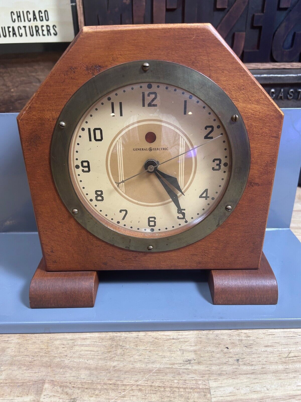 Vintage GE General Electric Clock Mantel Desk No Model # Working READ