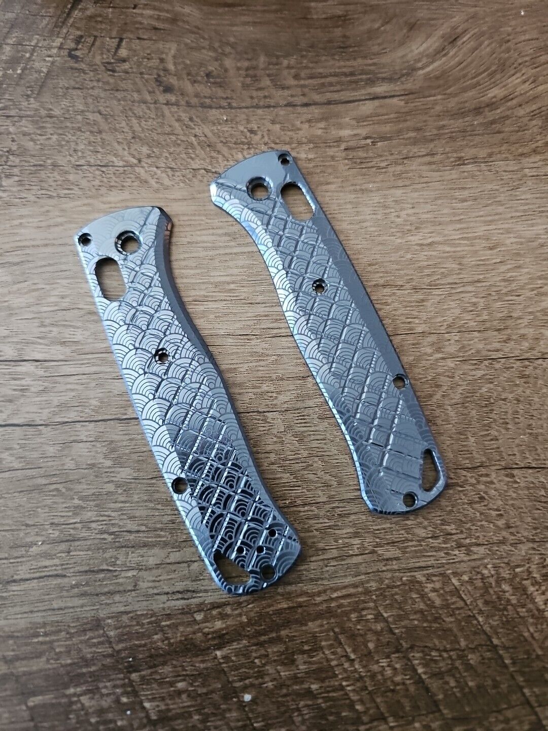 Black engraved FRAG cnc milled Titanium Scales for Benchmade Bugout 535