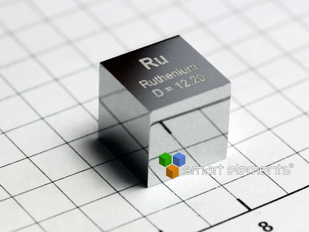 Ruthenium density cube 10x10x10mm - 12g - Hand polished high precision