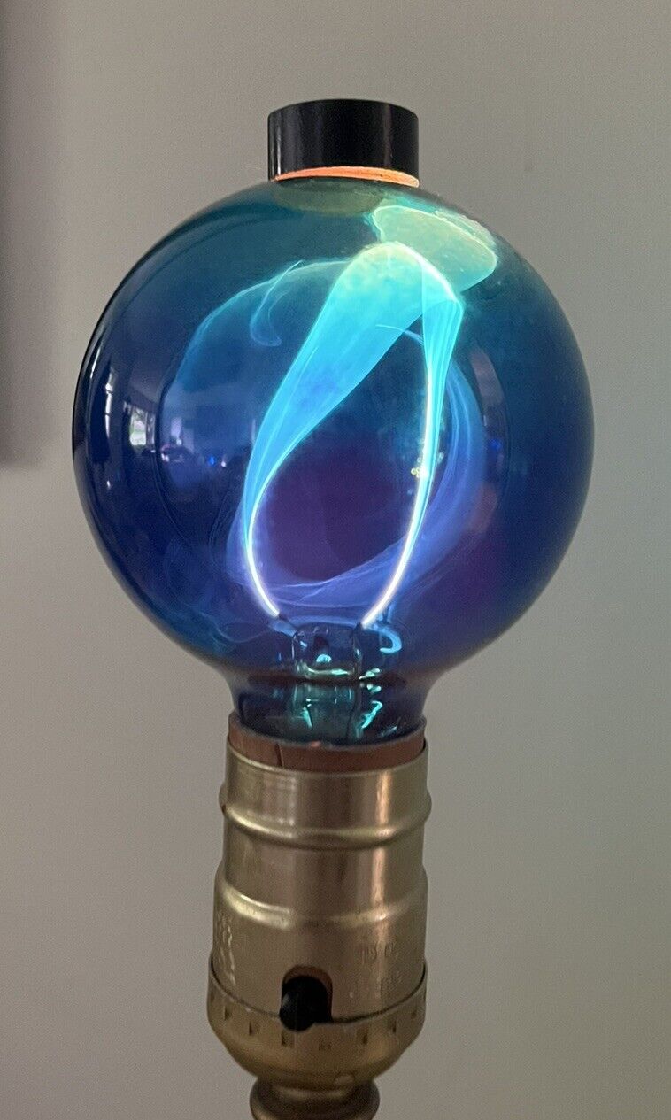Vintage Aerolux Style ABCO Neon Blue FIREBALL Light Bulb Flame WORKS & Box