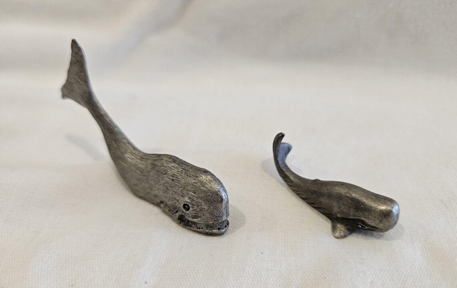Vintage Spoontiques Miniature Whale Figurines, Pre-owned 1980's