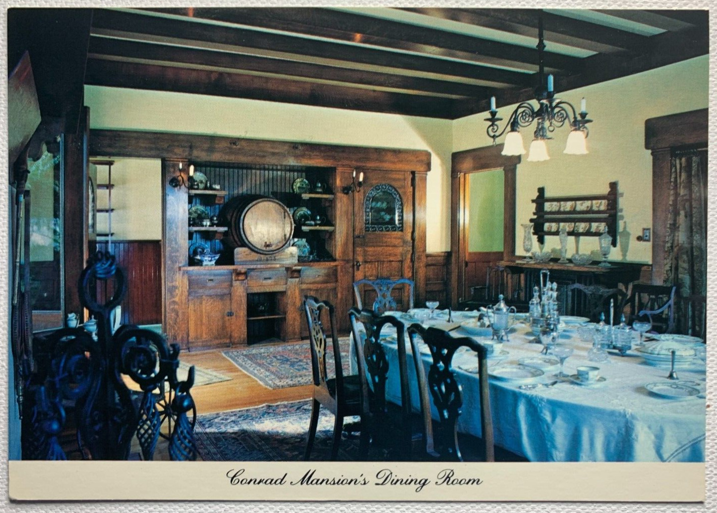 Kalispell Montana Conrad Mansion Postcard Dining Room Unposted Chrome Divided