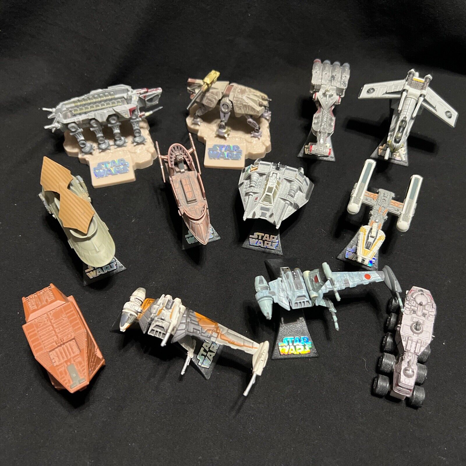 Star Wars Die-Cast Titanium Series Micro Machine Lot of 12 Ship with Stands