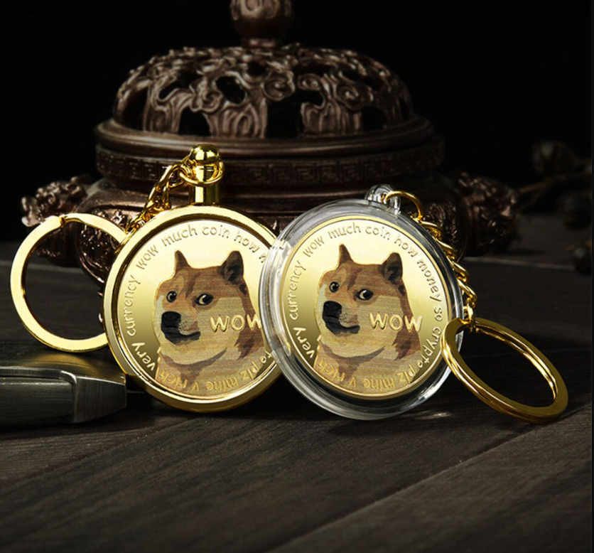 Doge Coin  New Authentic Design with Golden Keychain Meme Coin
