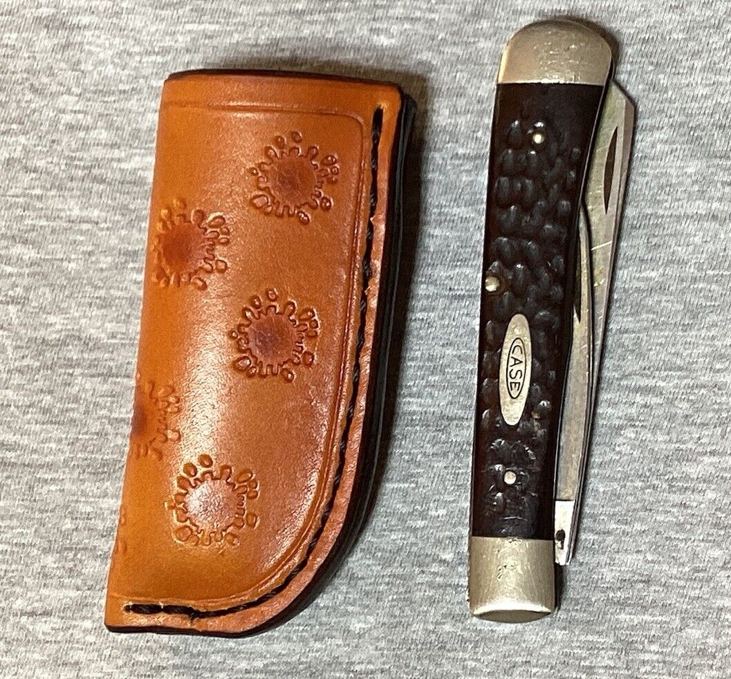 Trapper Leather Pocket Folding Knife Belt Loop Case Sheath Handmade Left Hand