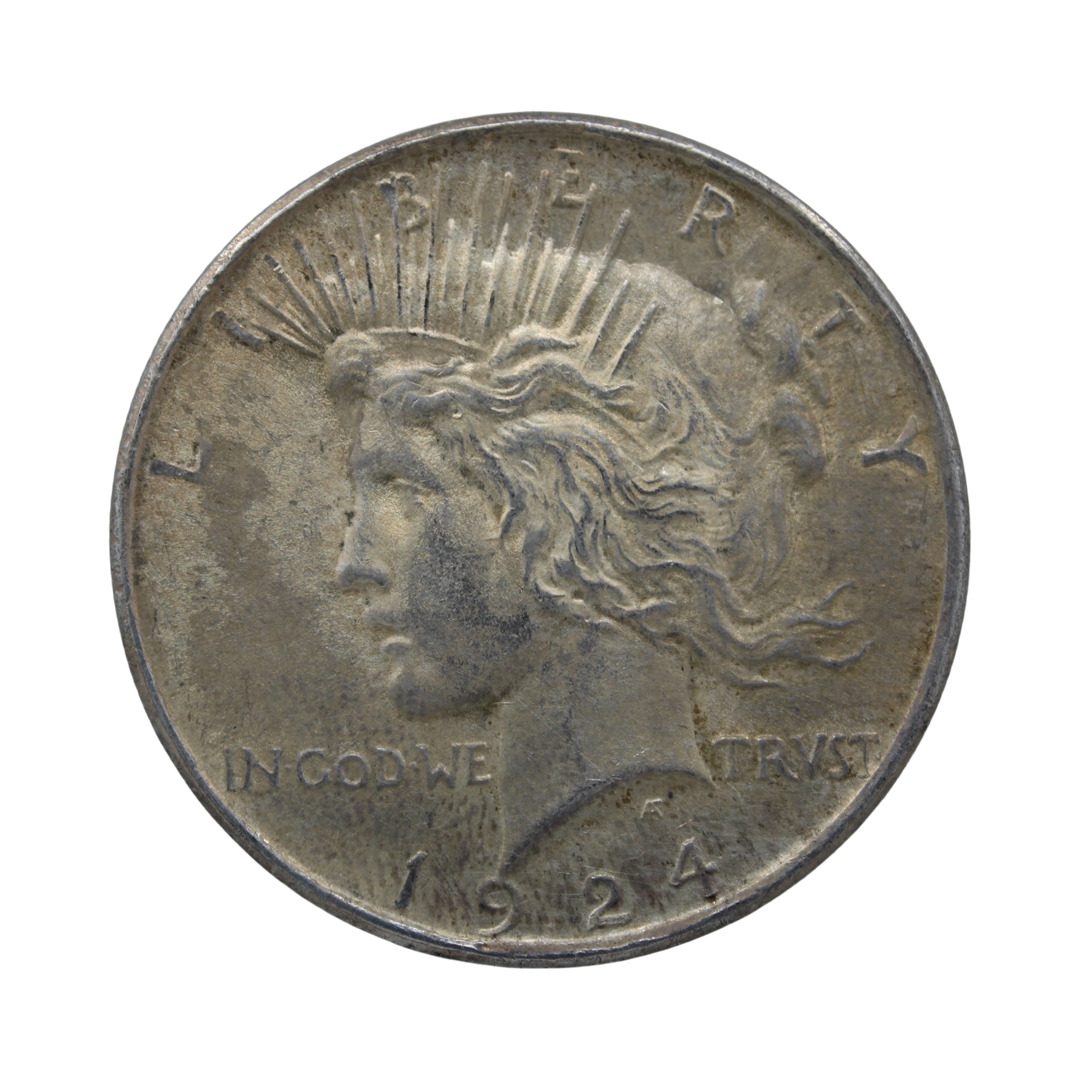 1920s Antique 1924 Liberty Peace Dollar 90% Silver Round USA Coin 900 Eagle Head
