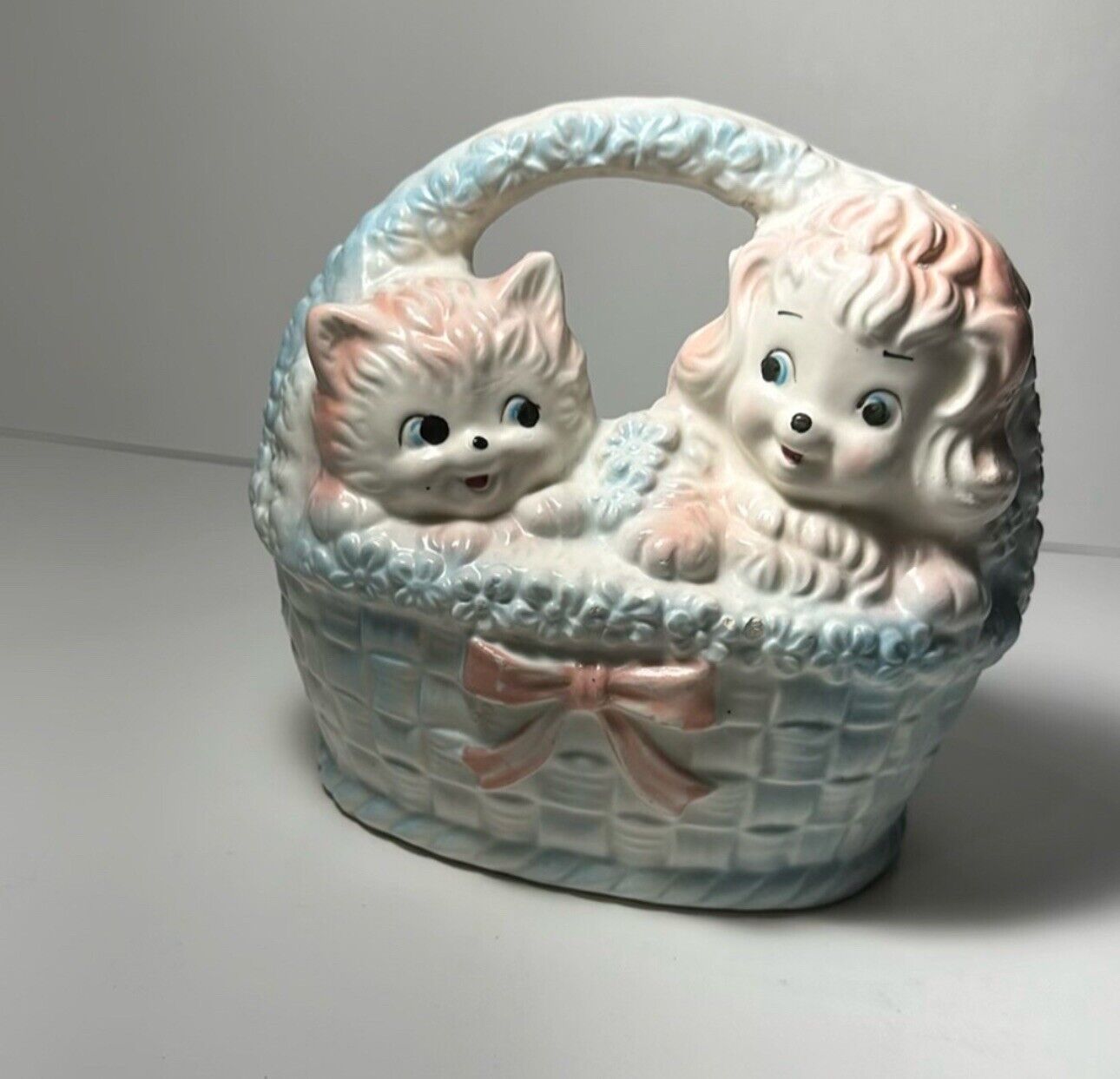 Classic 1960's Vintage Inarco Japan Kitschy Kitten and Puppy in Planter