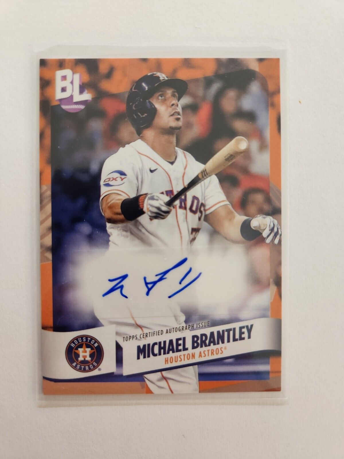 2024 Topps Big League Michael Brantley Electric Orange Auto Houston Astros