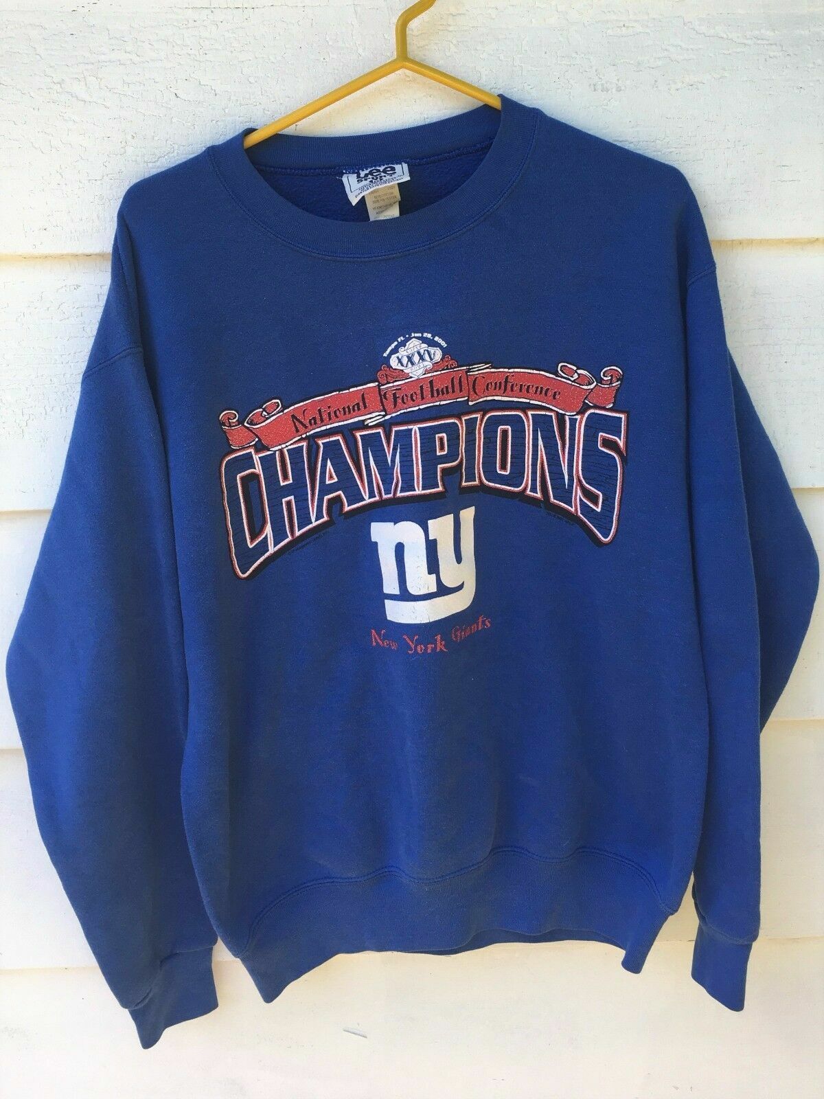Vintage New York Giants 2001 NFC Champions Blue Crewneck Sweatshirt Size Medium