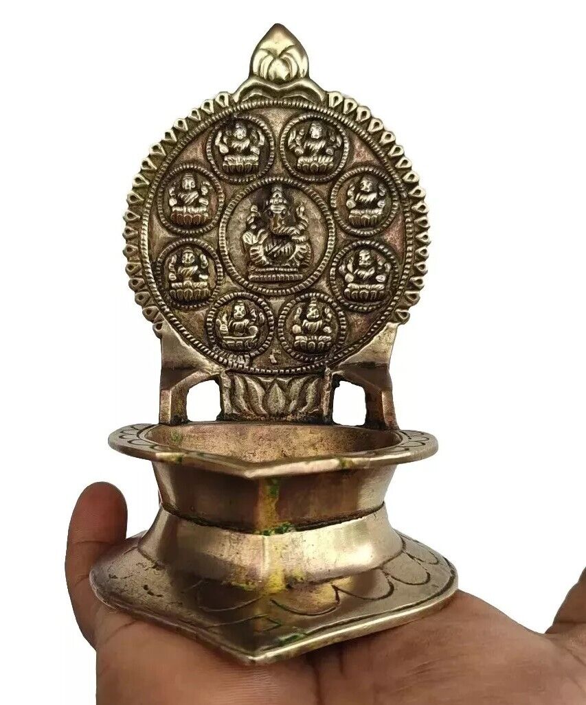 Antique Sri Lankan Rare Lord Ganesh Brass Oil Lamp 