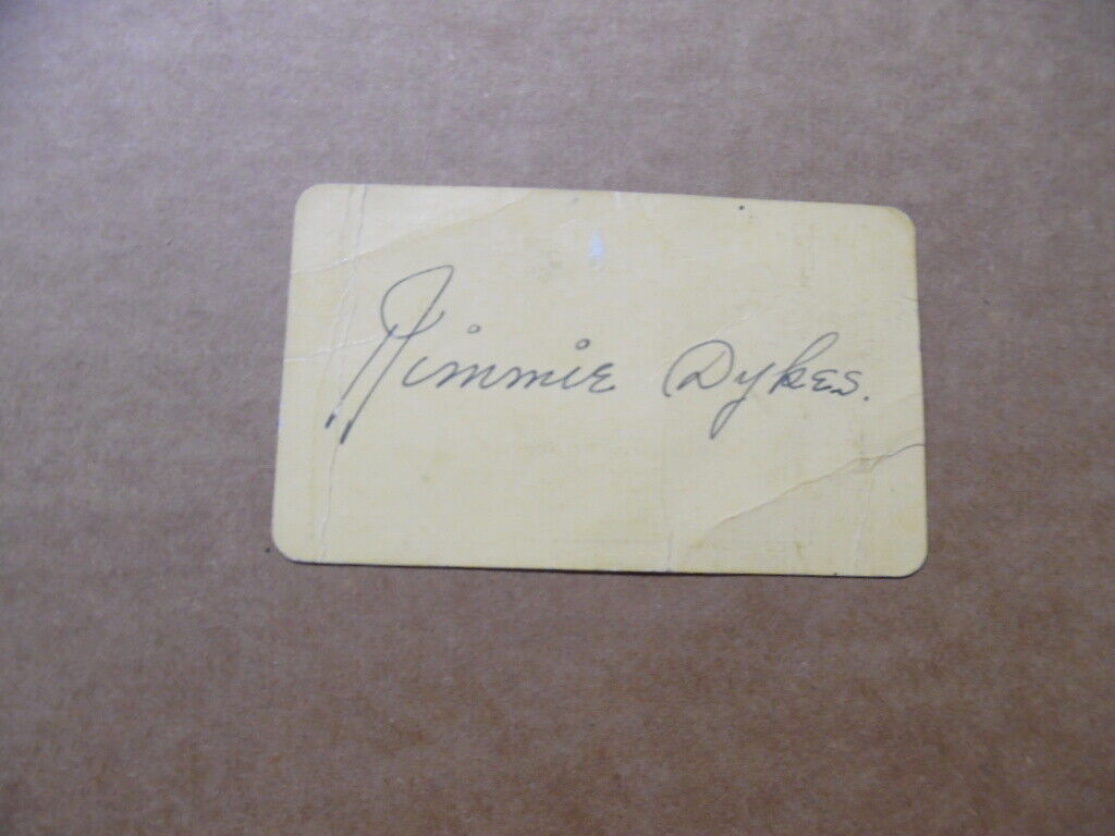 c.1940s Jimmie Dykes Baseball Great Signed Card Autograph Vintage Original 