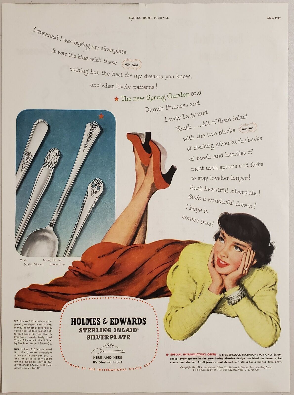 1949 Print Ad Holmes & Edwards Sterling Inlaid Silverplate Knives,Spoons,Forks