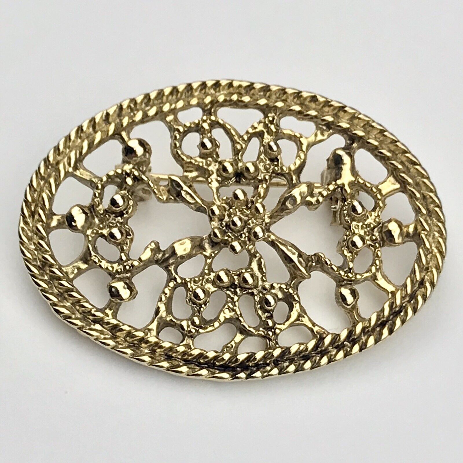 Oval Gold Tone Pin Vintage Brooch