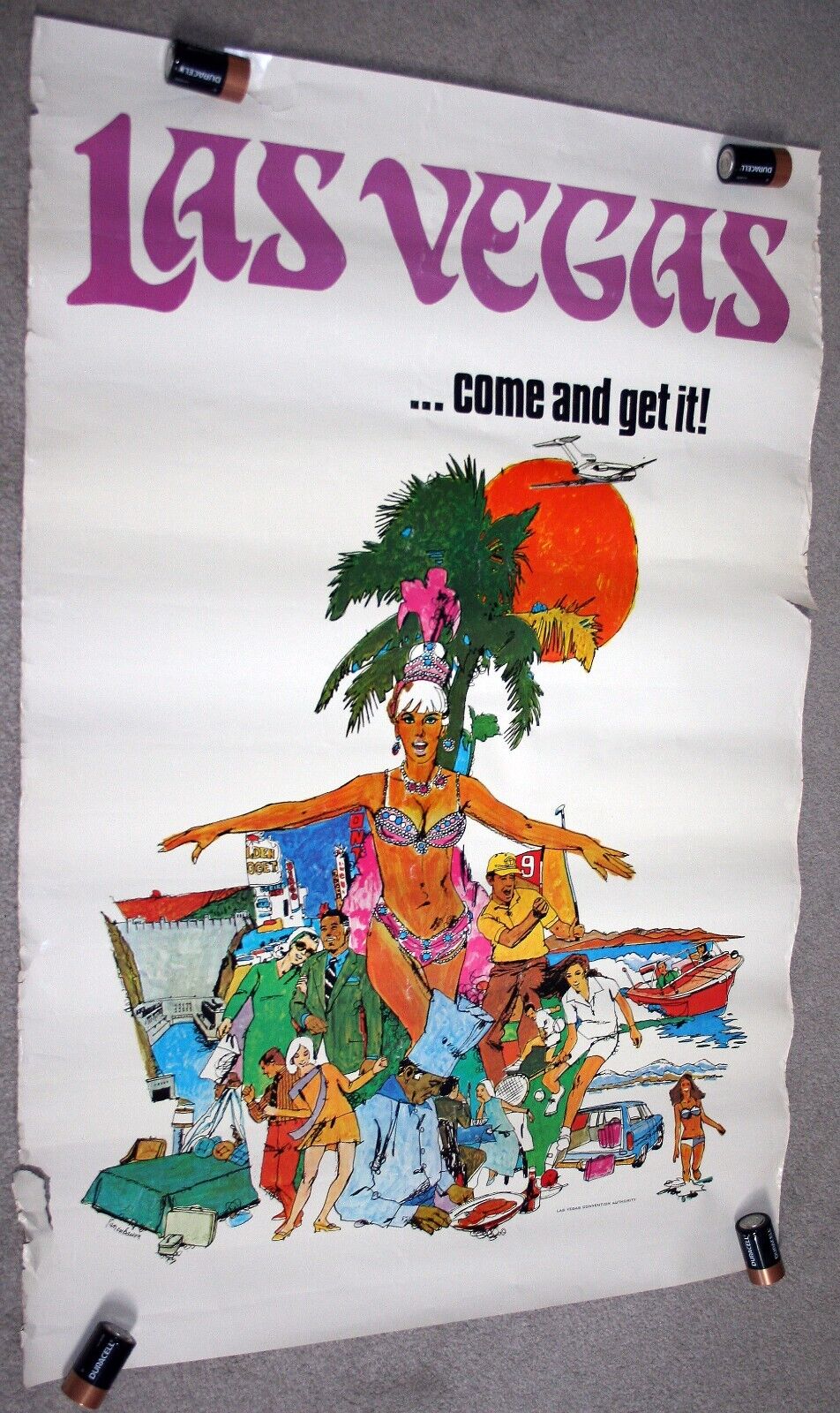 Original LAS VEGAS Come and Get It Vintage Travel Poster Tourism 1970 Tanenbaum