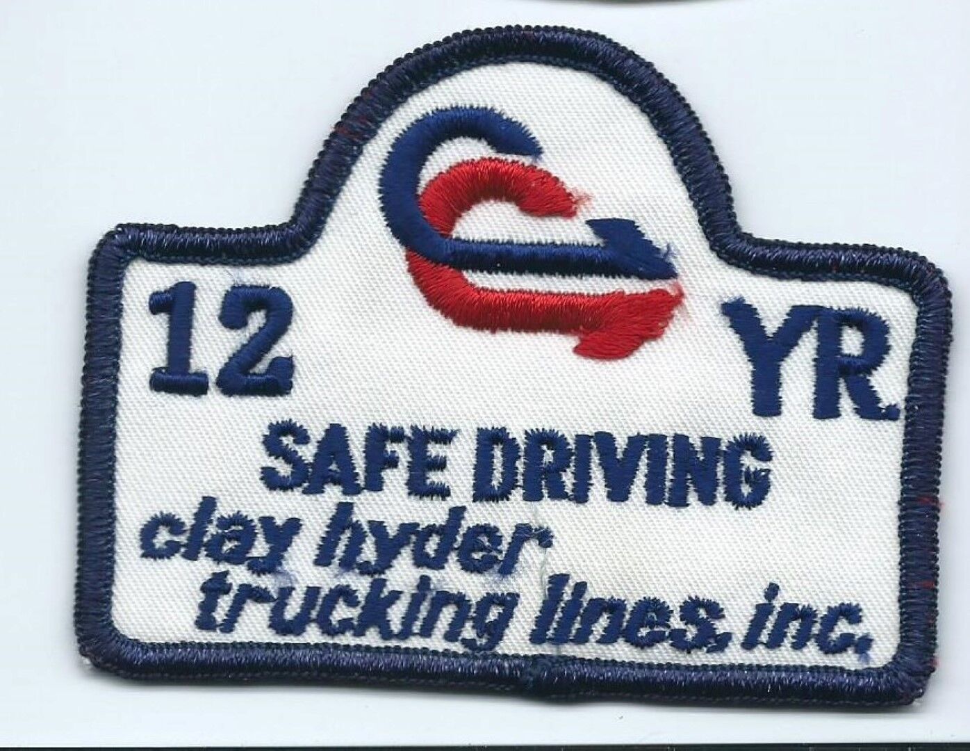 Clay Hyder Trucking Lines Inc patch 12 year safe driving 3 X 3-7/8 #7448