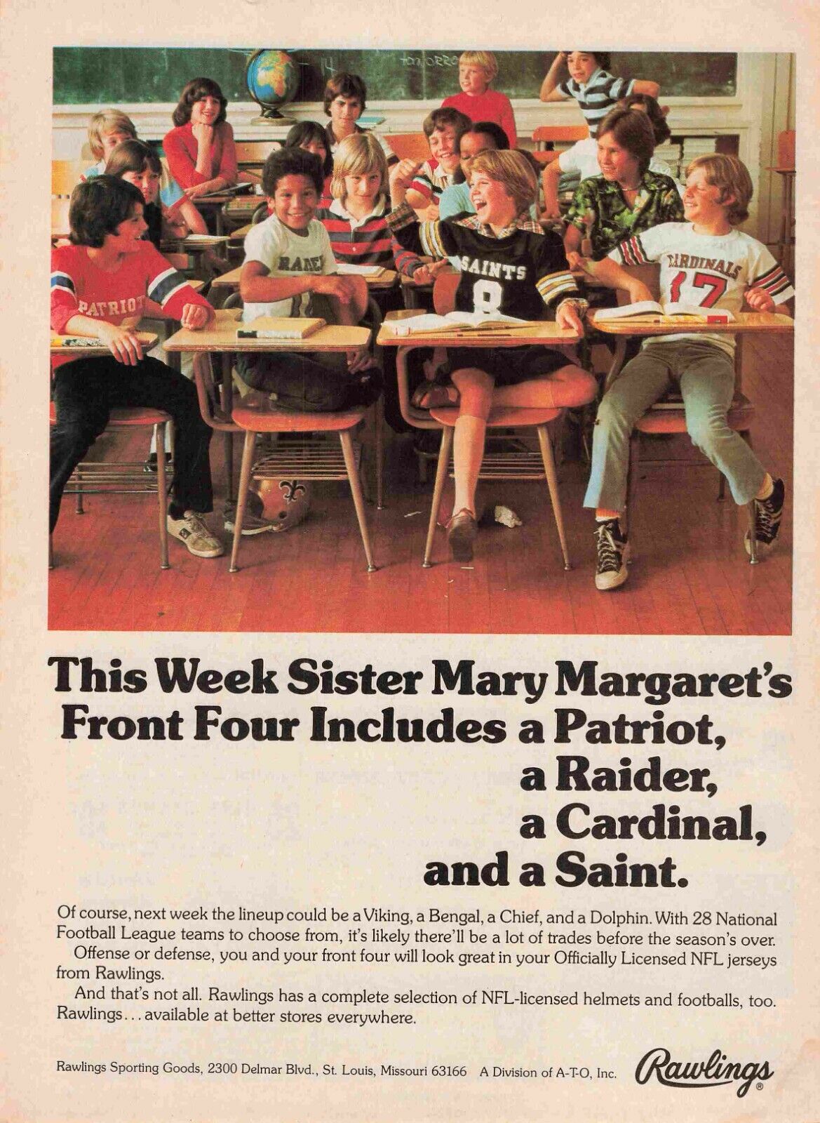 Rawlings Middle School Classroom Saints 1970S Vtg Print Ad 8X11 Wall Poster Art