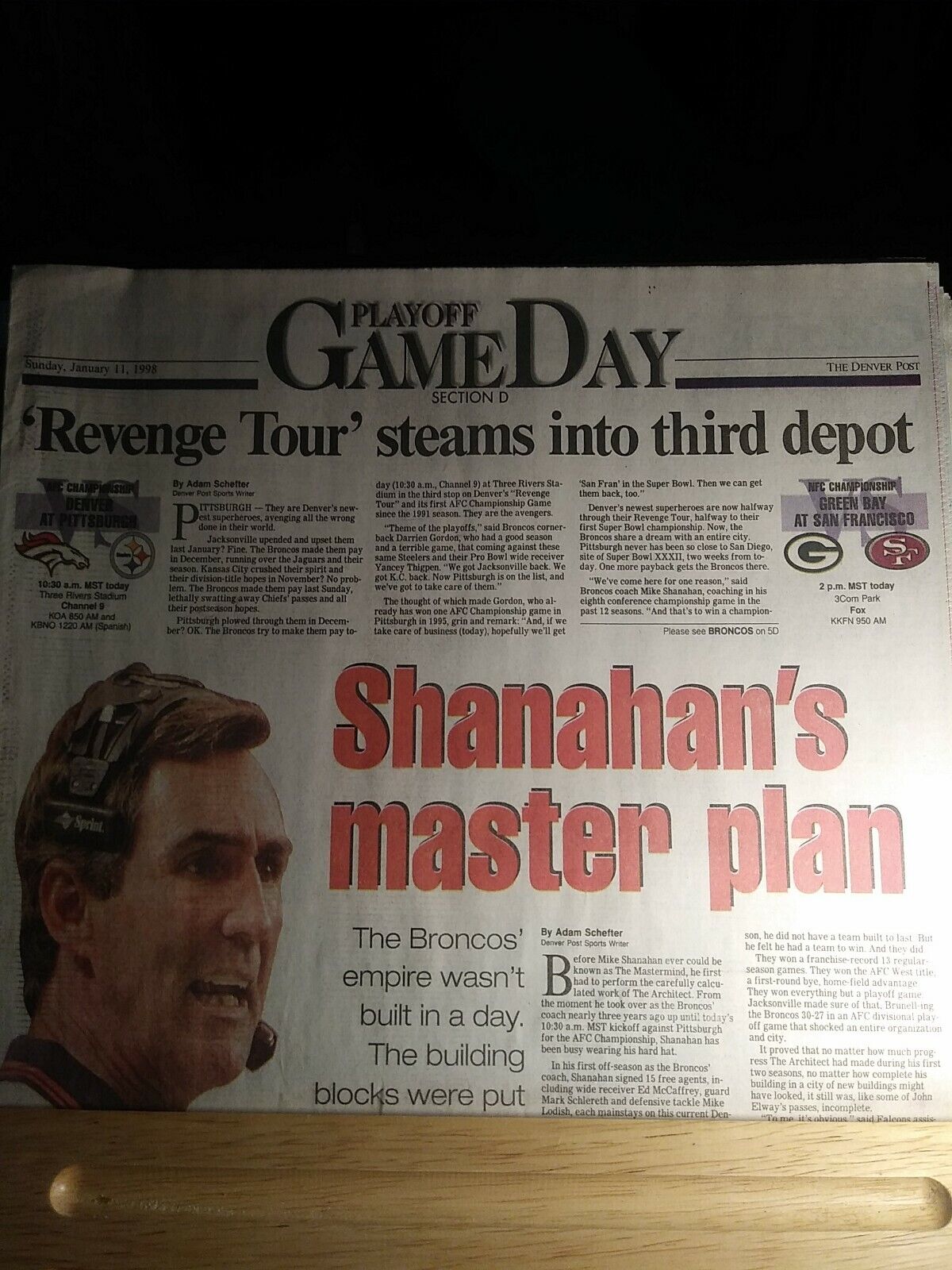 The Denver Post. Newspaper Jan. 11 1998 Playoff Gameday Denver Broncos