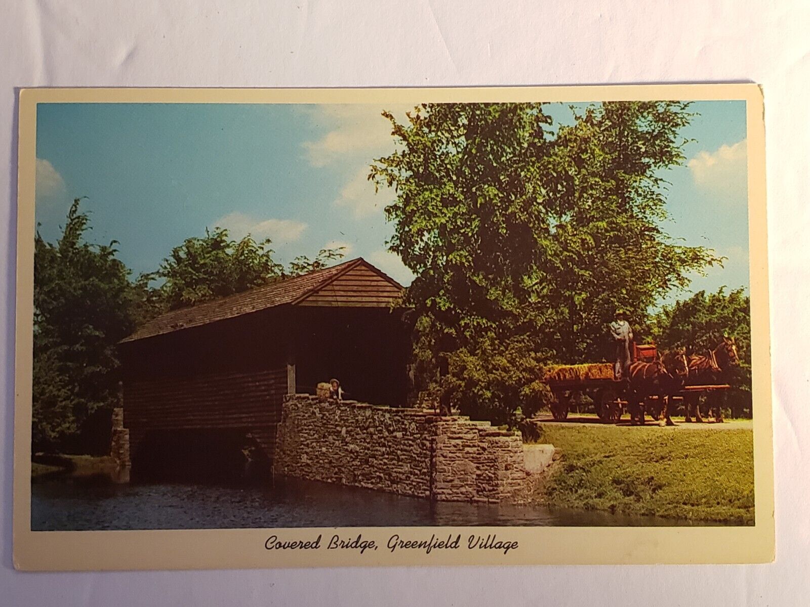 Dearborn Michigan Covered Bridge Greenfield Carriage Postcard #119