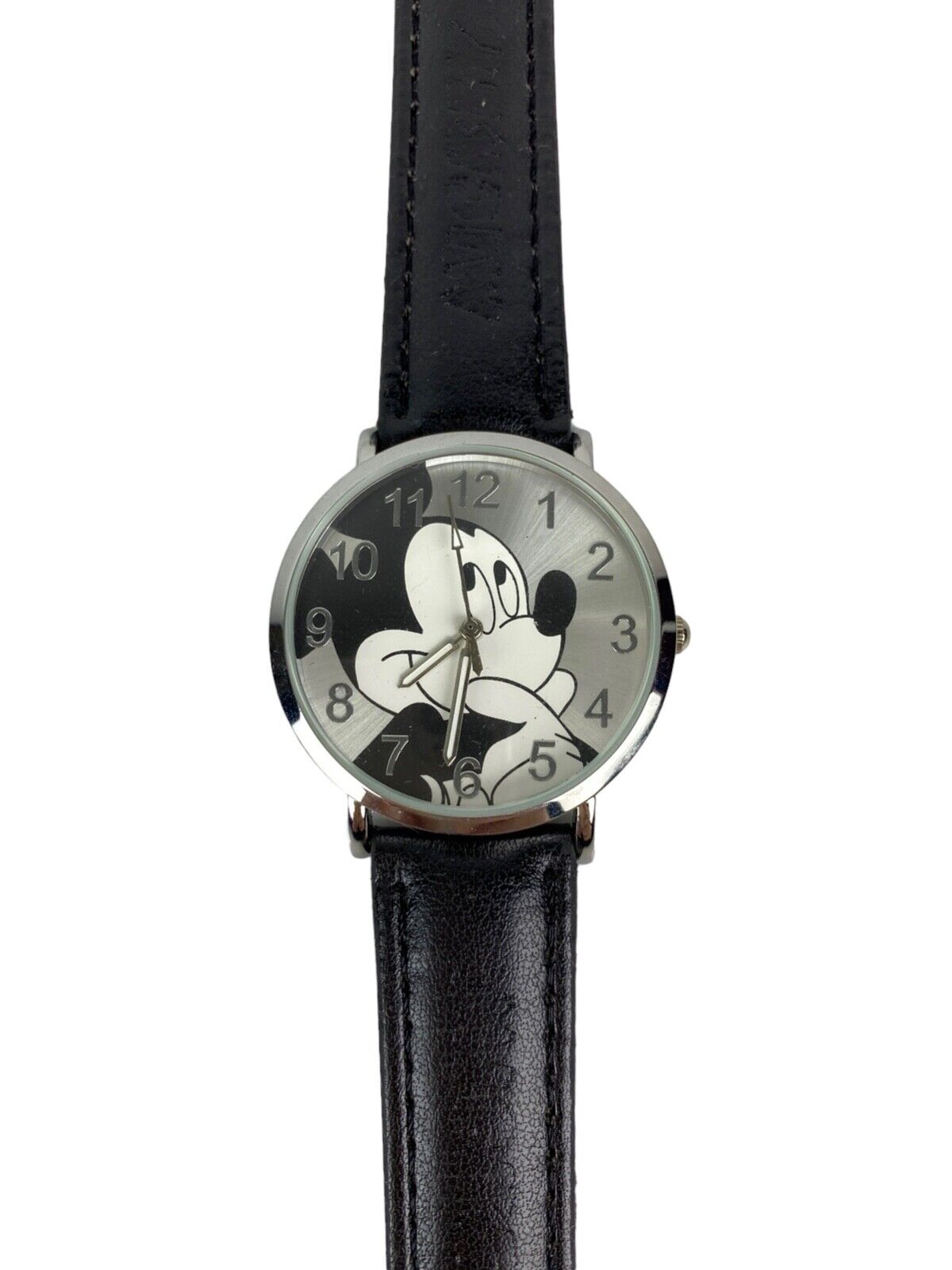 Vintage Mickey Mouse Watch \'John Rambo\' Black Leather Band  