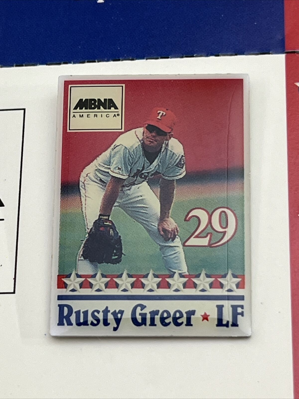 Rusty Greer Texas Rangers 1998 MBNA Commemorative MLB Baseball Lapel Hat Pin
