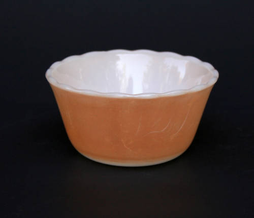 Fire King Scalloped Copper Tint Lustre Custard Bowl Cup Free USA Shipping