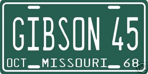 Bob Gibson St. Louis Missouri 1968 License plate