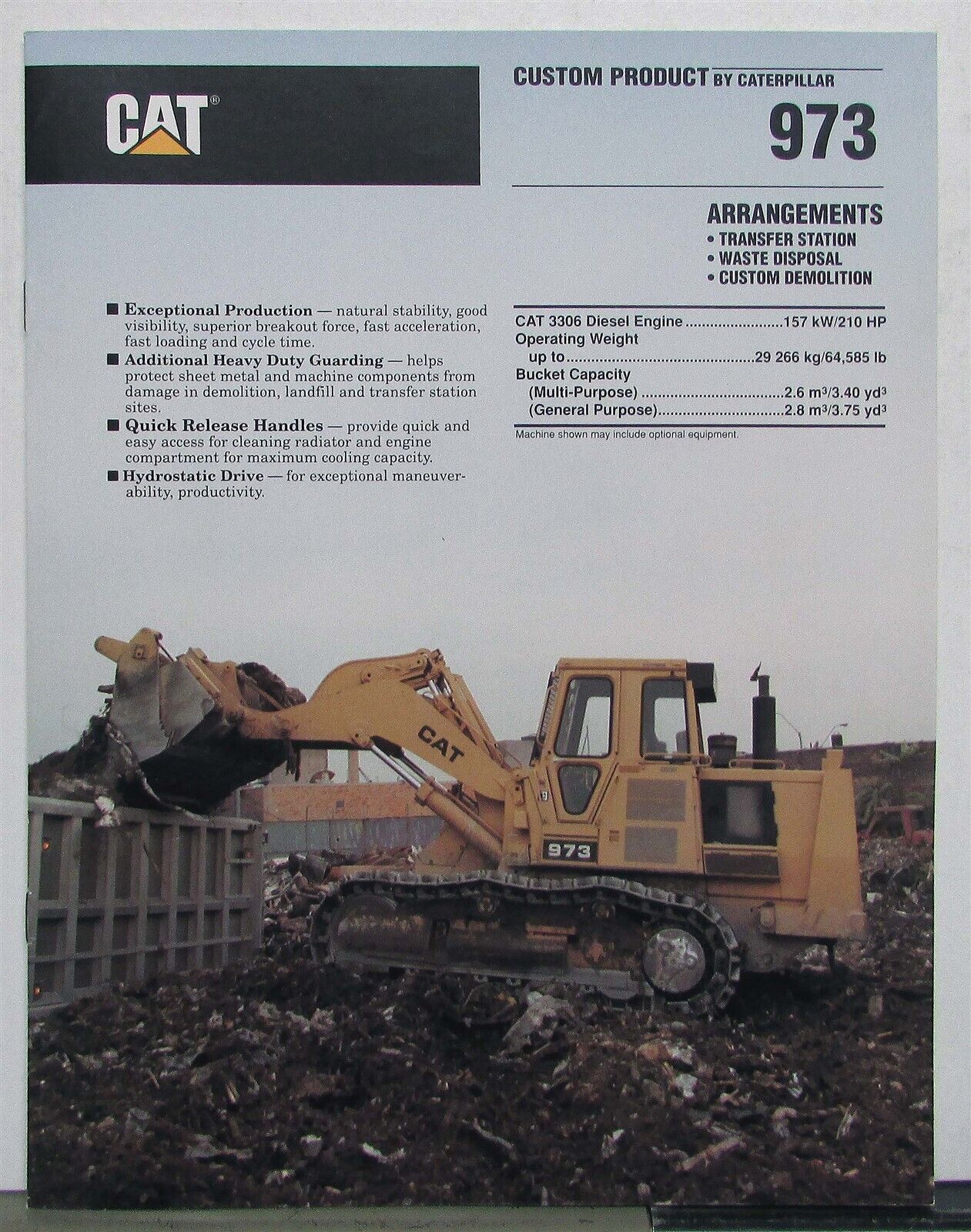 1989 Caterpillar Custom Product Arrangements Construction Sales Brochure