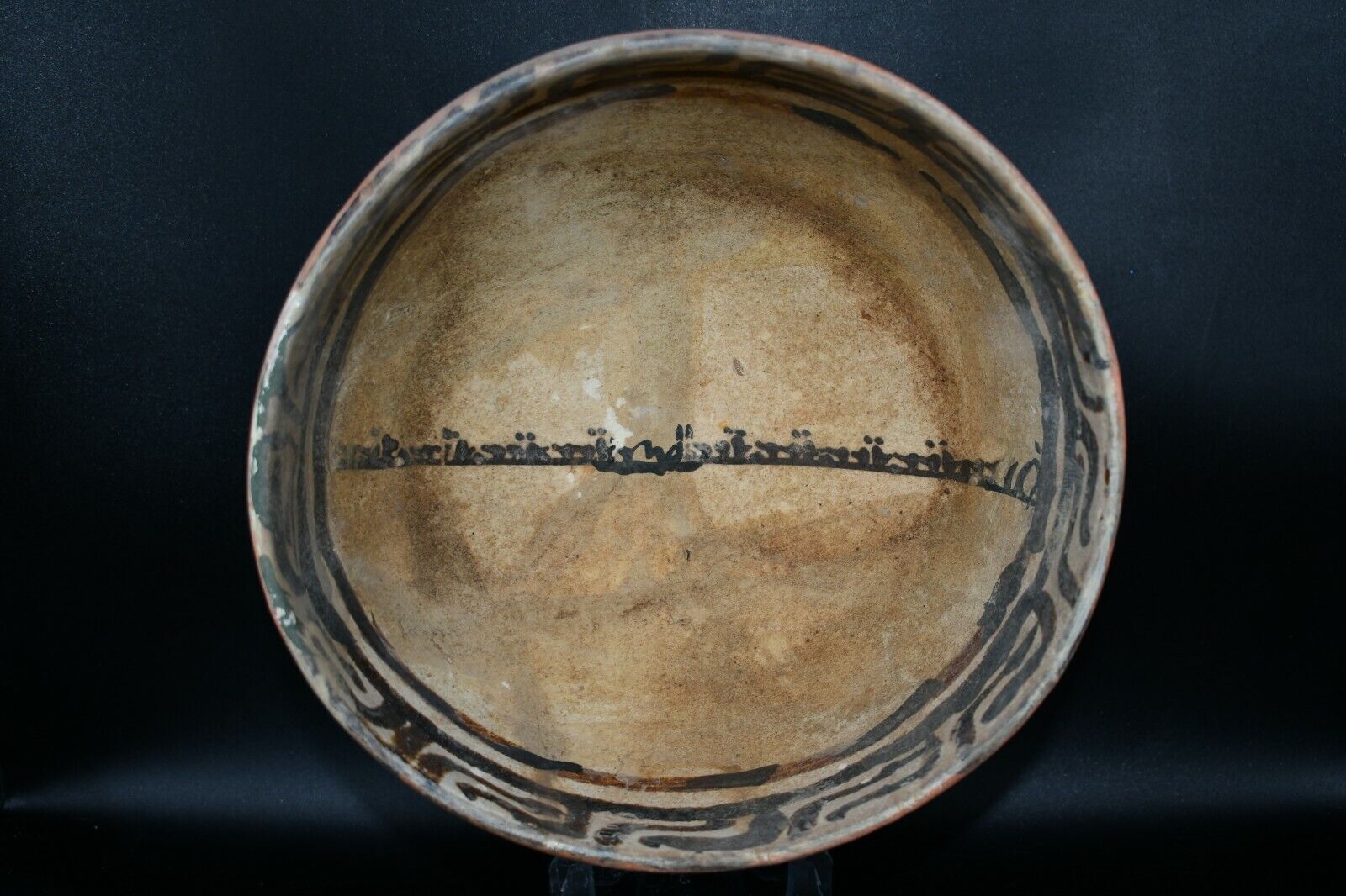 Genuine Intact Ancient Islamic Samanid Ceramic Bowl with Kufic Calligraphy