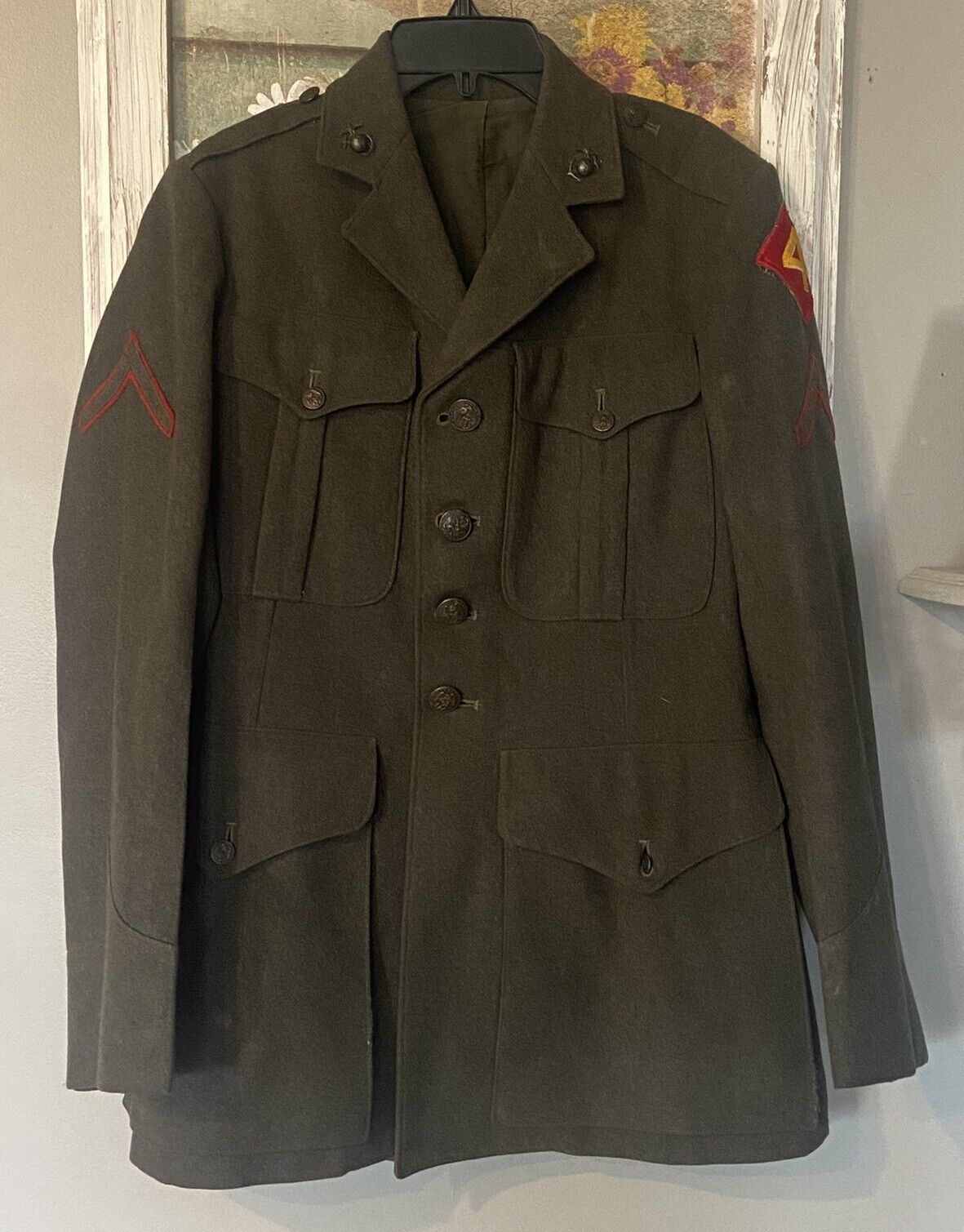 Vtg Marine Corps Men’s Service Coat Military Size Medium 1940’s