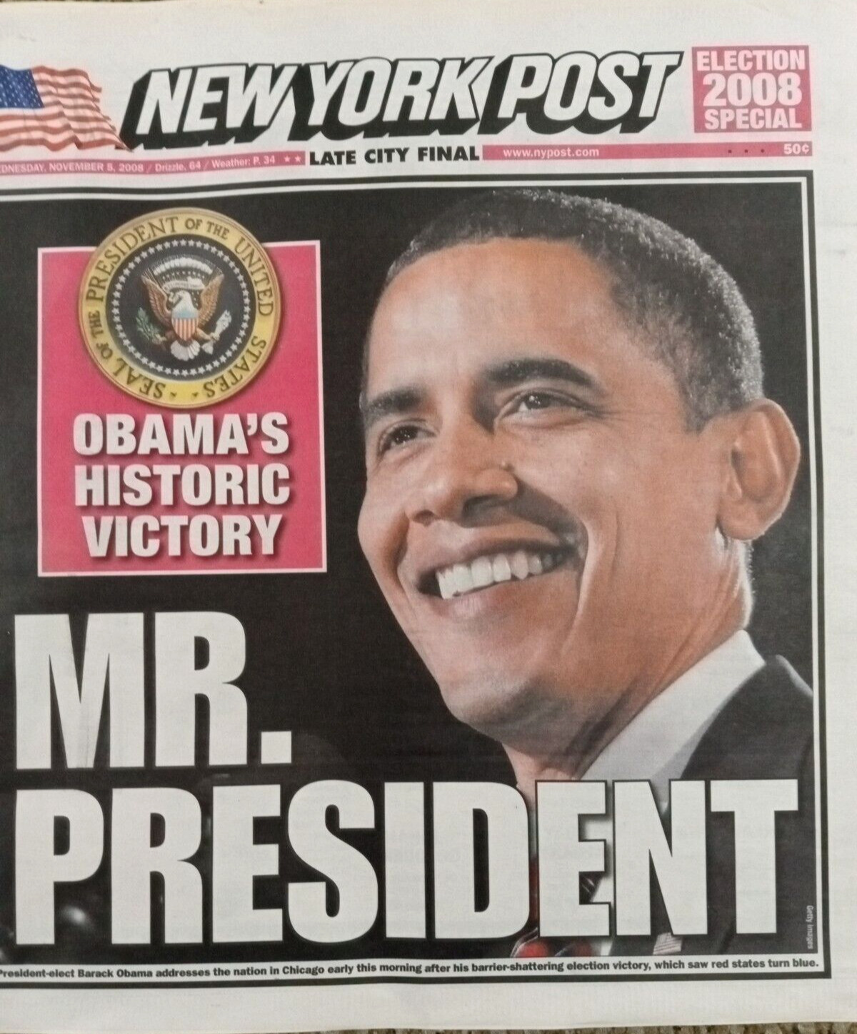 Lot/7 Obama Election Coverage 11/05/2008, NY Post, USA, Daily, 3-CT Post, NH Reg
