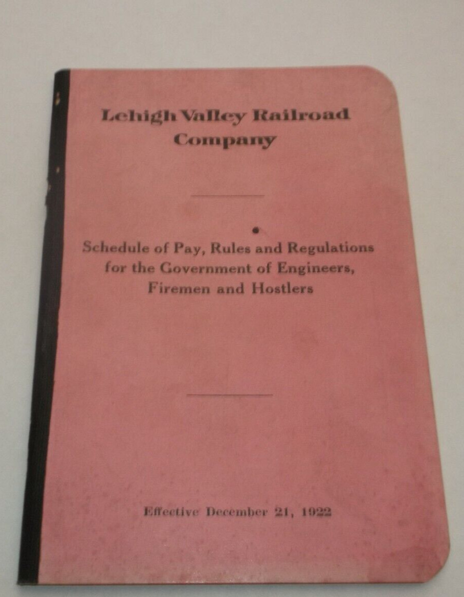 DECEMBER 1922  LEHIGH VALLEY AGREEMENT WITH ENGINEERS AND HOSTLERS
