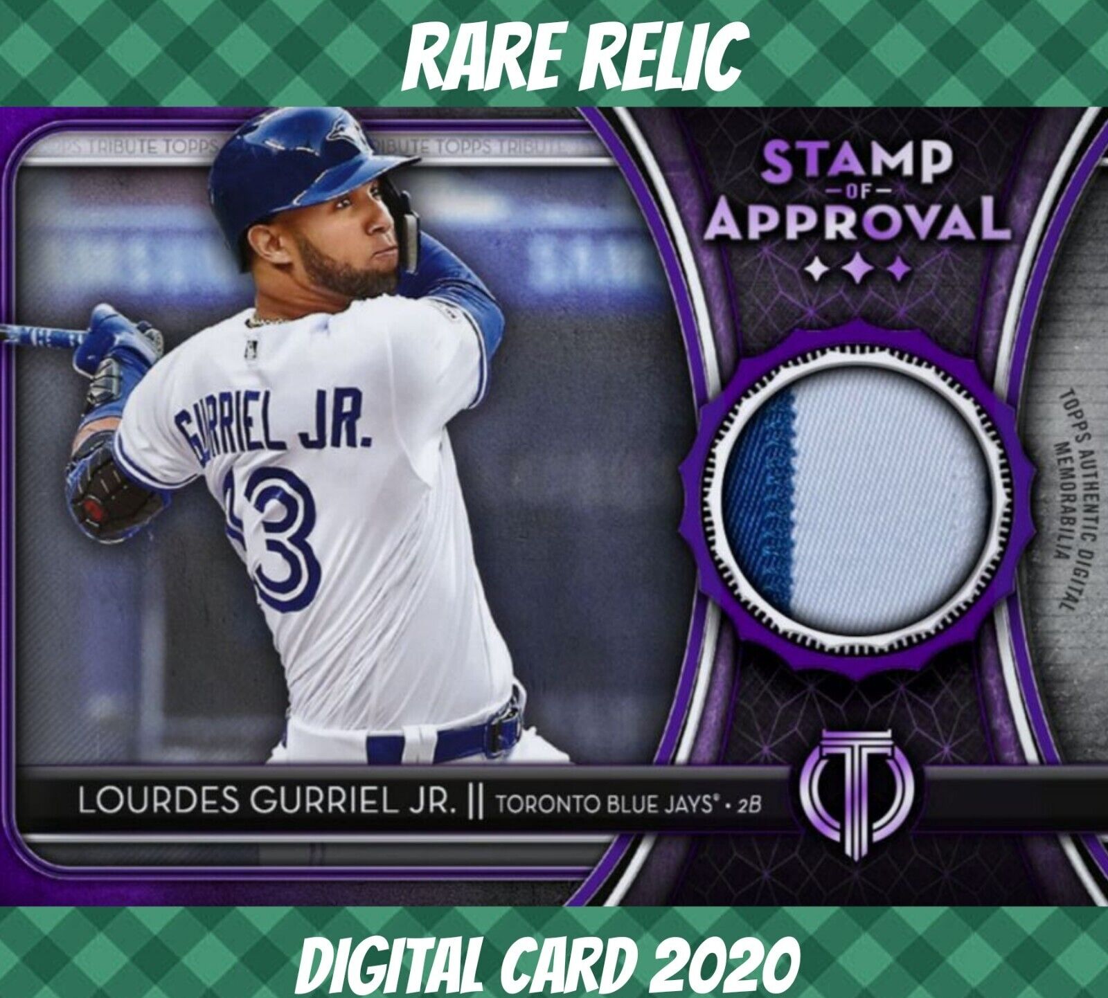 Rare Heavy Colorful Topps Gurriel Jr. 2020 Stamp Relic Approval Digital Tribute