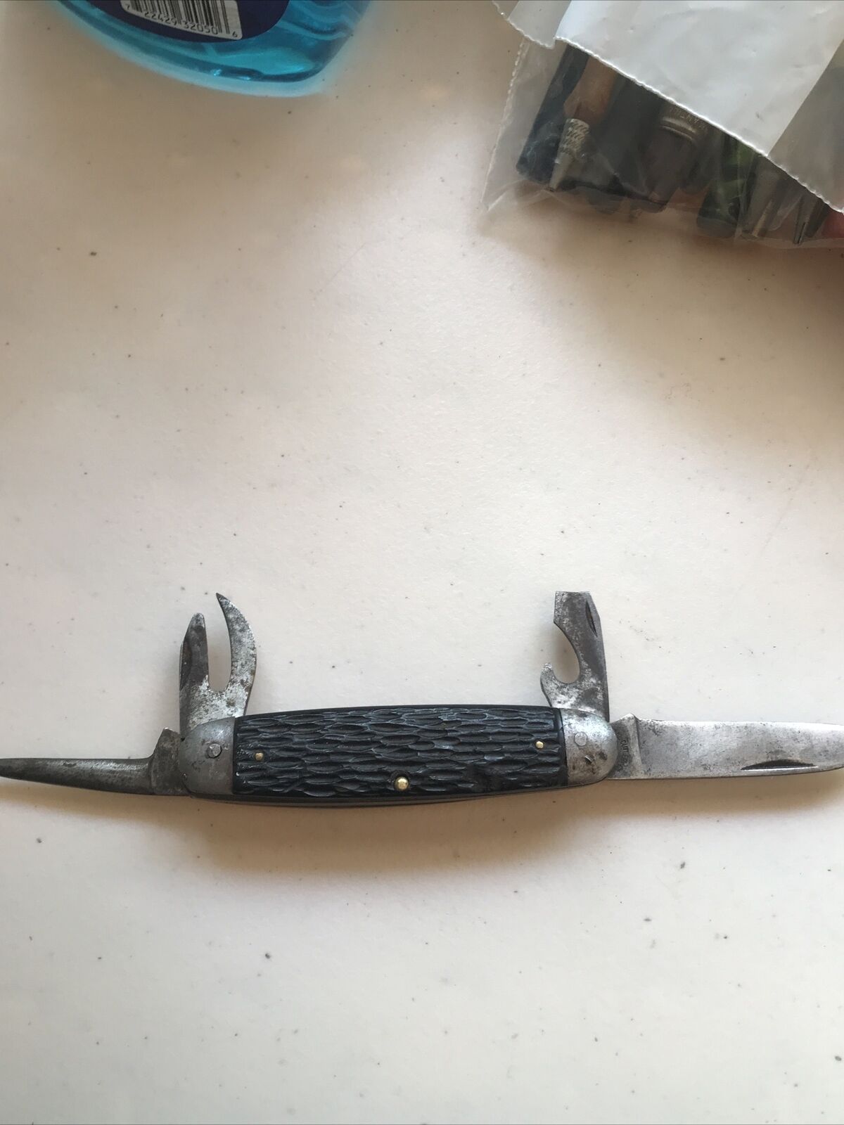Vintage PAL CUTLERY Folding 4 Blade Pocket Knife Black Handle VGC