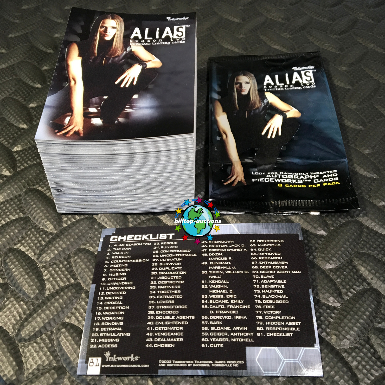 ALIAS SEASON 2/TWO COMPLETE 81-CARD PREMIUM TRADING CARDS SET 2003 INKWORKS 