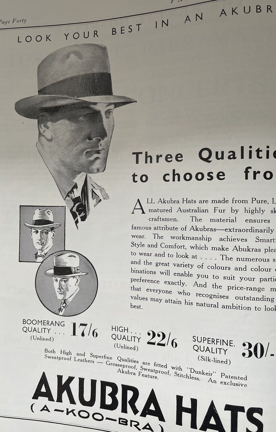 Rare Akubra Hats Original 1930s Vintage Print Ad Interwar Era Australiana