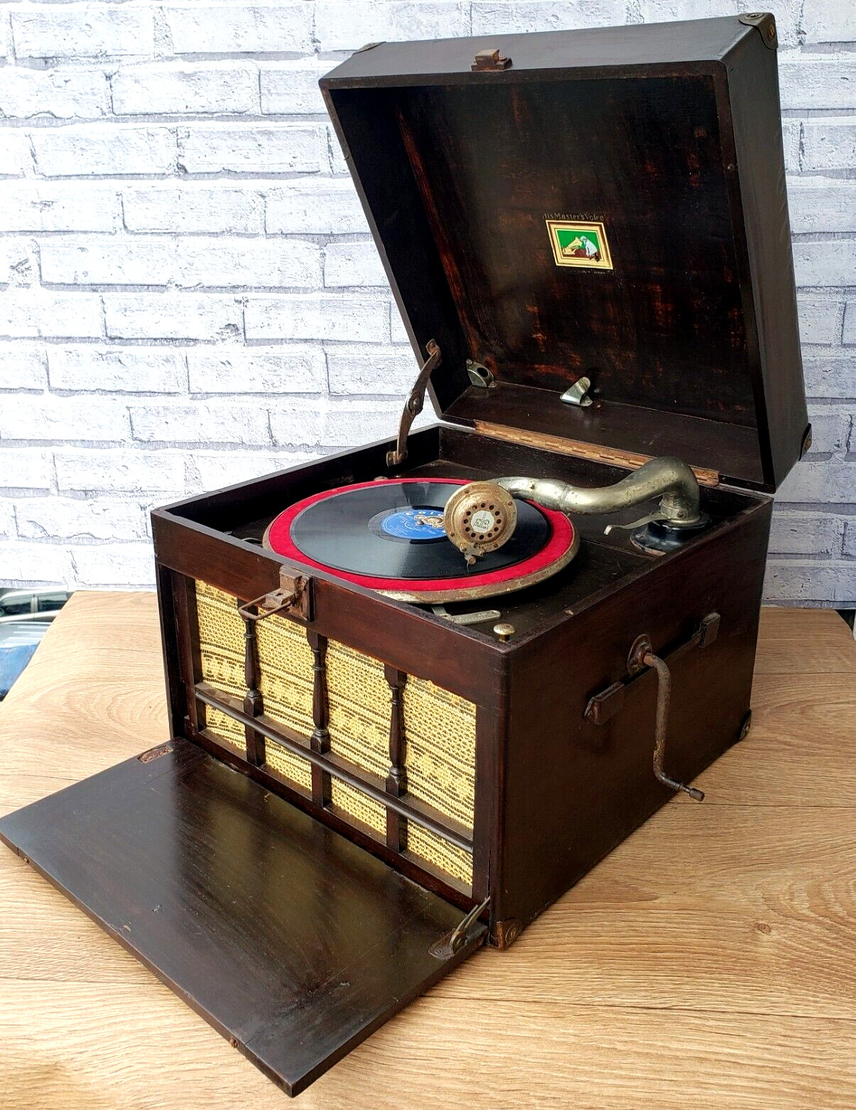 Antique Phonograph Original Junior B Garrard Collectible Grand Table Gramophone.