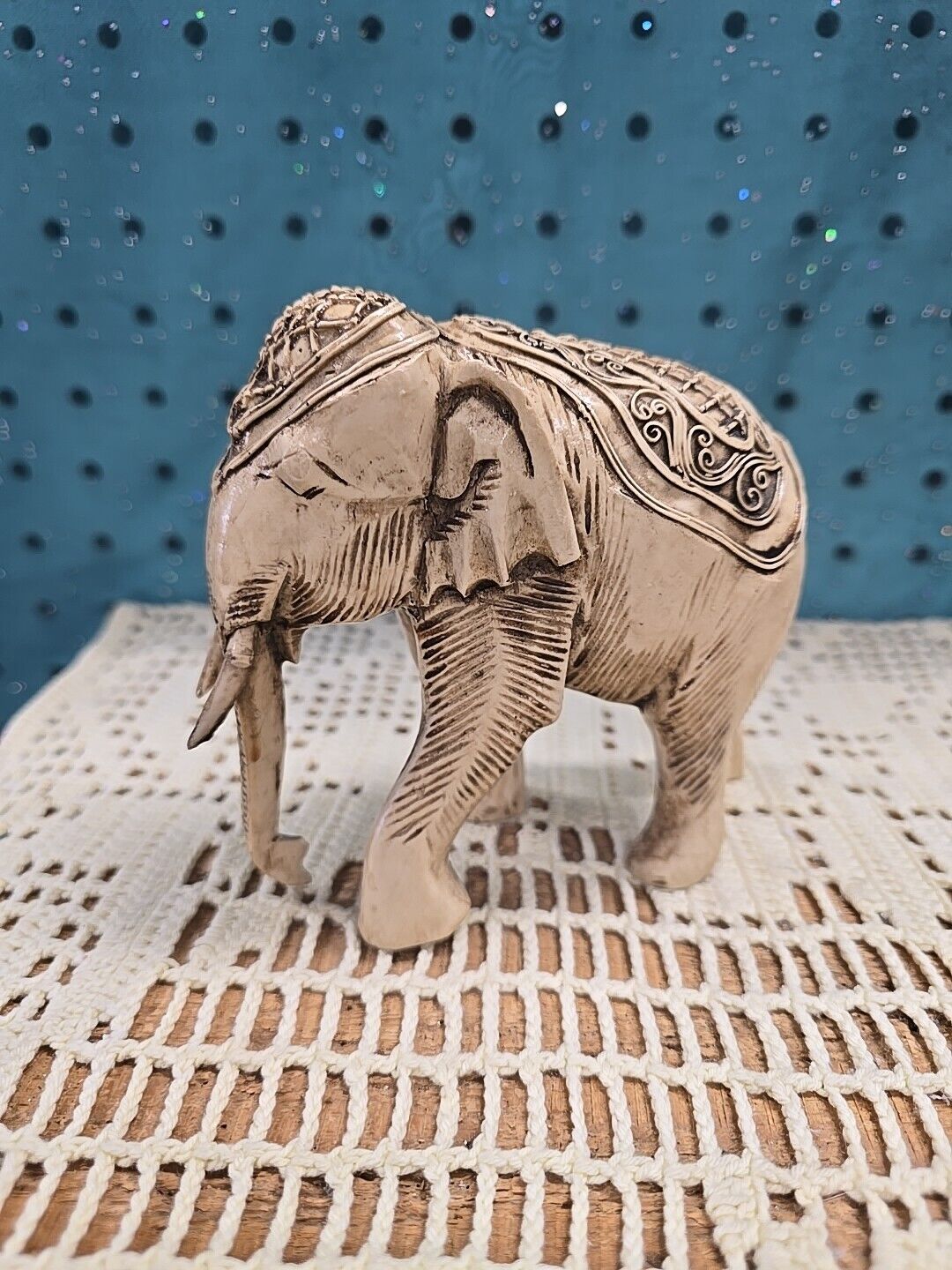 Vintage Hand Carved Ivory Soapstone  Elephant Sculpture, Small, 4.5\