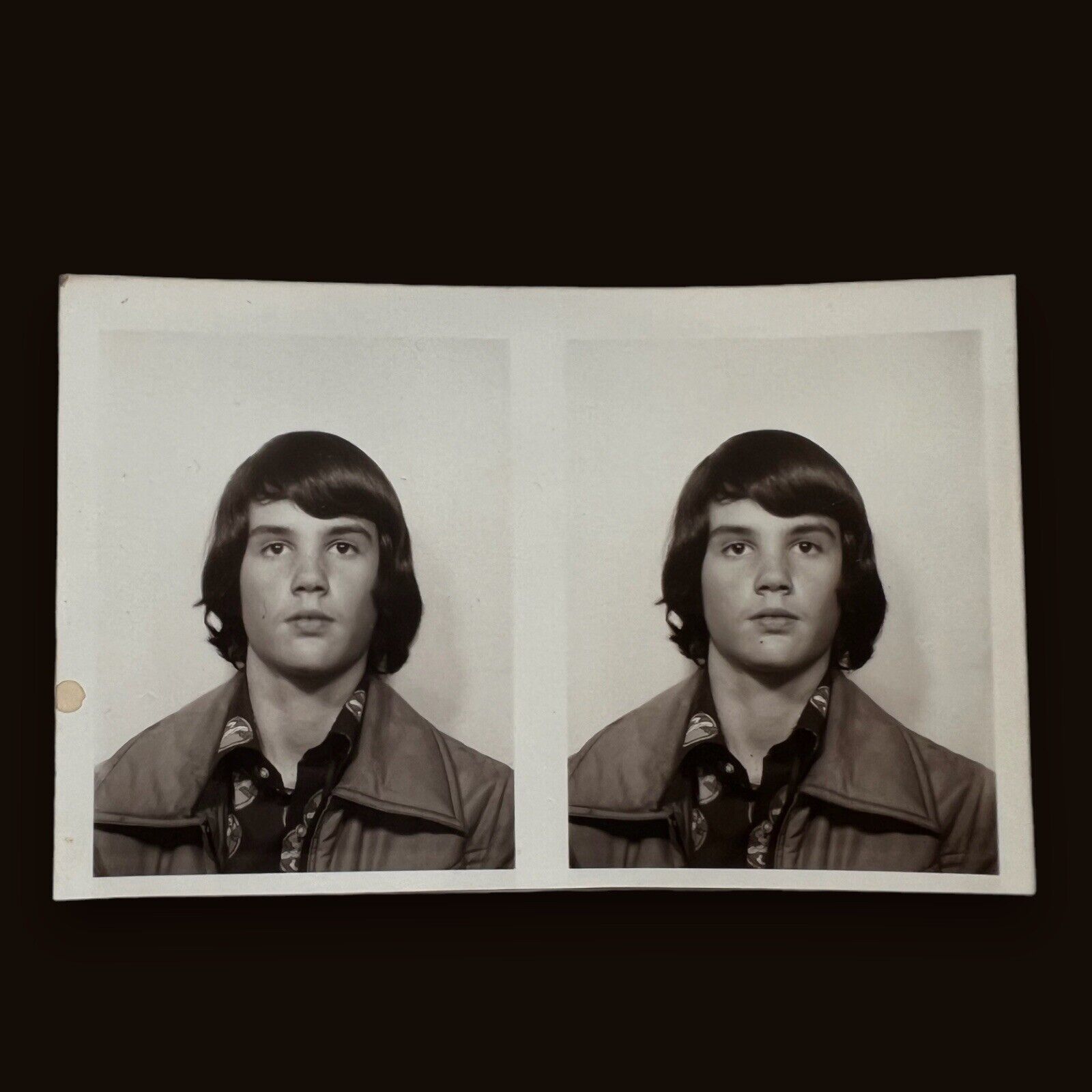 1970s Long Hair HIPPIE Teenage Boy Man Vintage Passport ID Photo 70s
